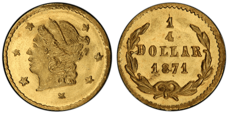 1871 Gold Quarter - BG-809