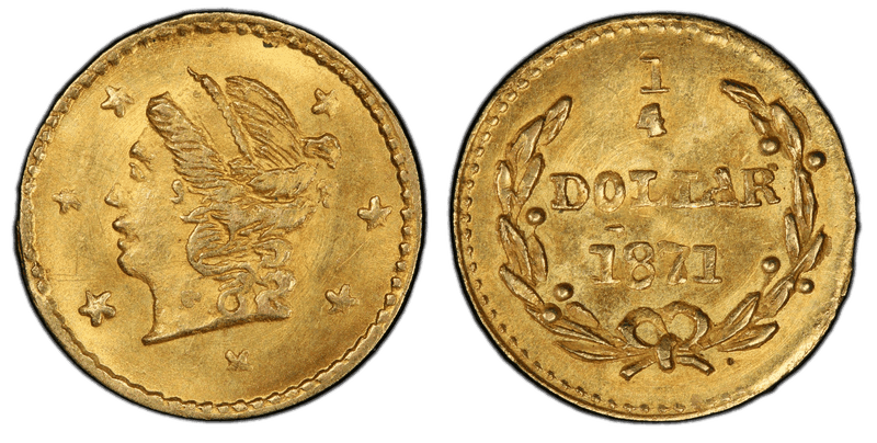 1871 Gold Quarter - BG-811