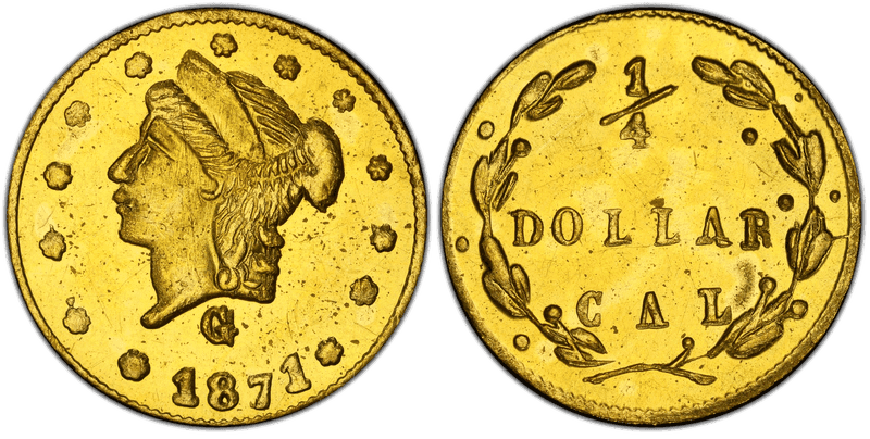 1871 Gold Quarter - BG-838