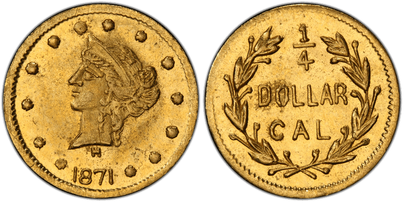 1871 Gold Quarter - BG-857