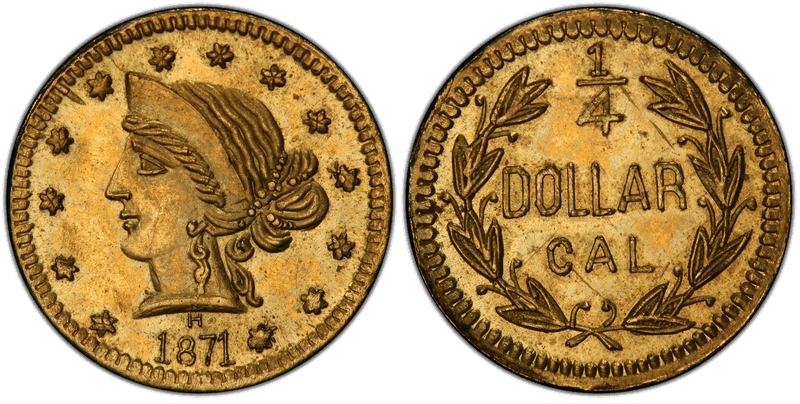1871 Gold Quarter - BG-865