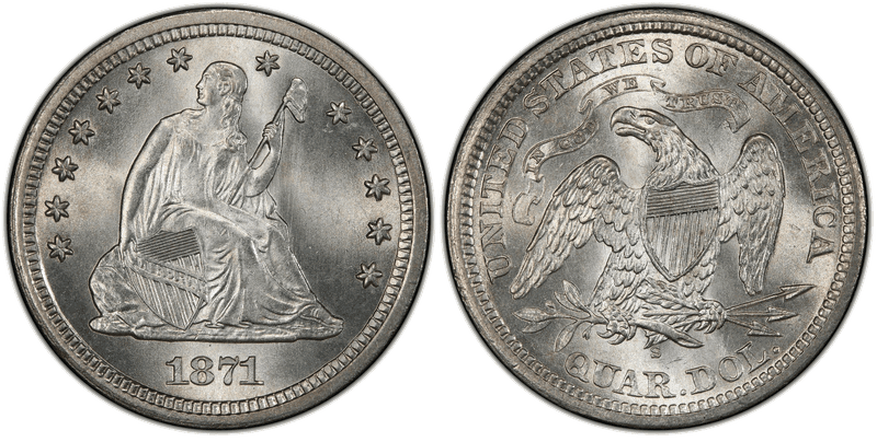 1871 (S) Seated Liberty Quarter