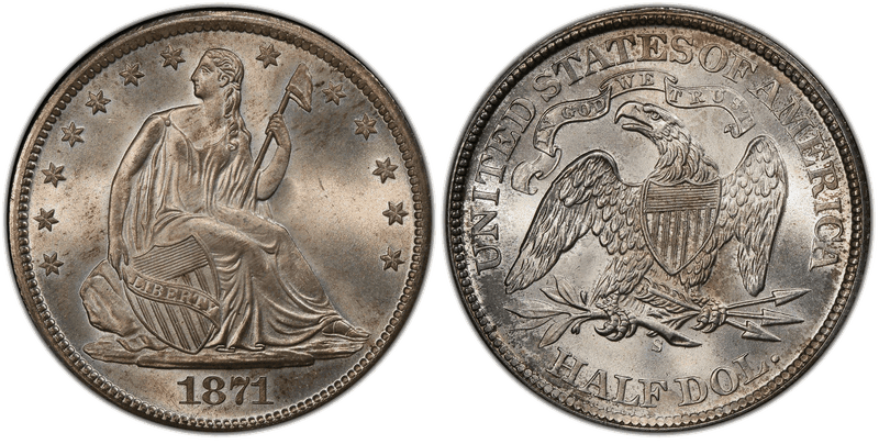 1871 (S) Seated Liberty Half Dollar