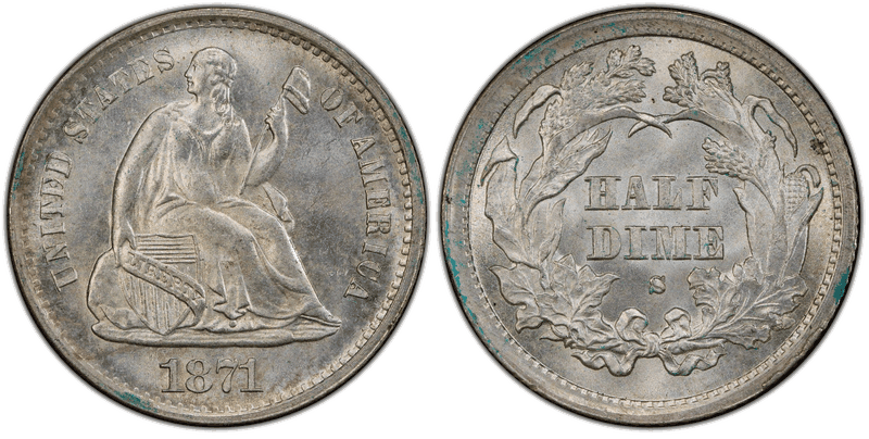 1871 (S) Seated Liberty Half Dime