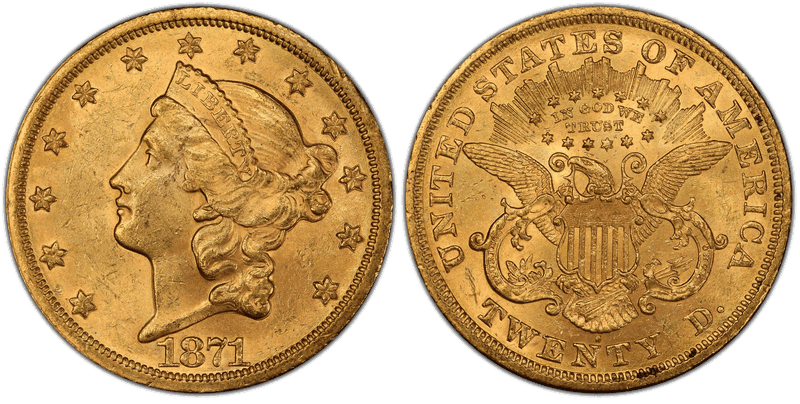 1871 (S) Liberty Head Double Eagle
