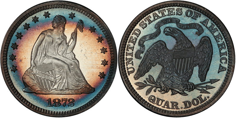 1872 Proof Seated Liberty Quarter