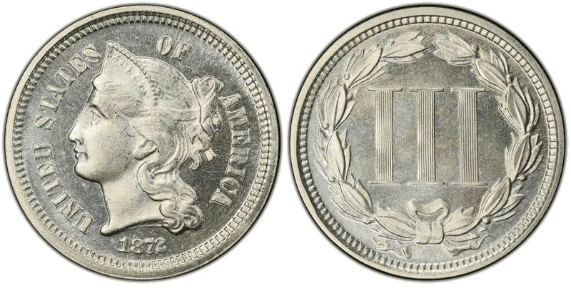 1872 Proof Nickel Three Cent Piece