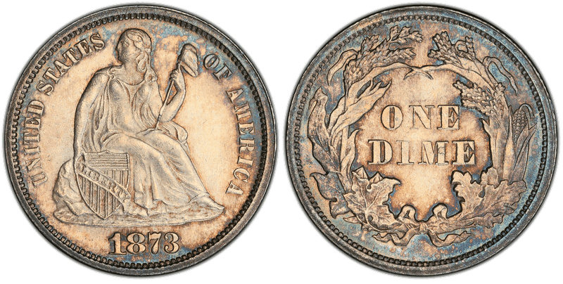 1873 Seated Liberty Dime - Open 3