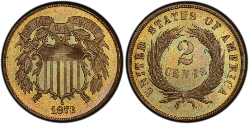 1873 Proof Two Cent Piece - Open 3