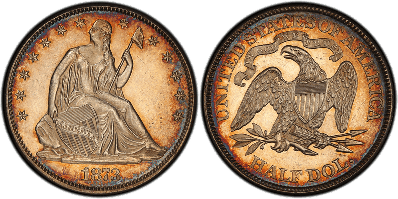 1873 Seated Liberty Half Dollar - No Arrows, Open 3