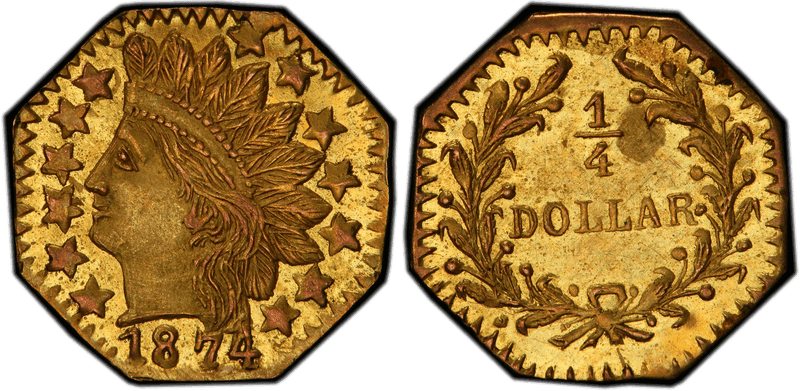 1874 Gold Quarter - BG-799P