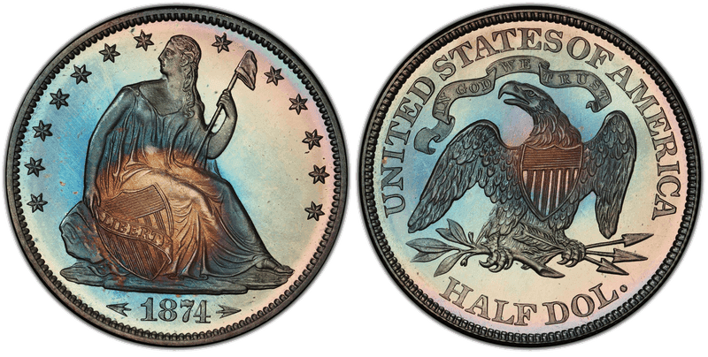 1874 Proof Seated Liberty Half Dollar - Arrows