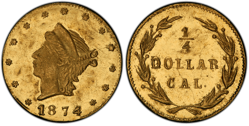 1874 Gold Quarter - BG-844