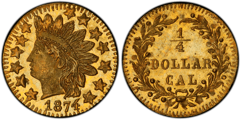 1874 Gold Quarter - BG-875