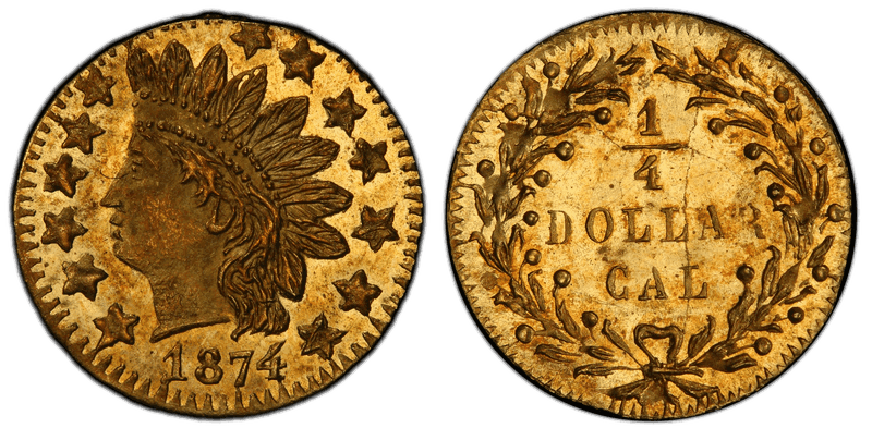1874 Gold Quarter - BG-876