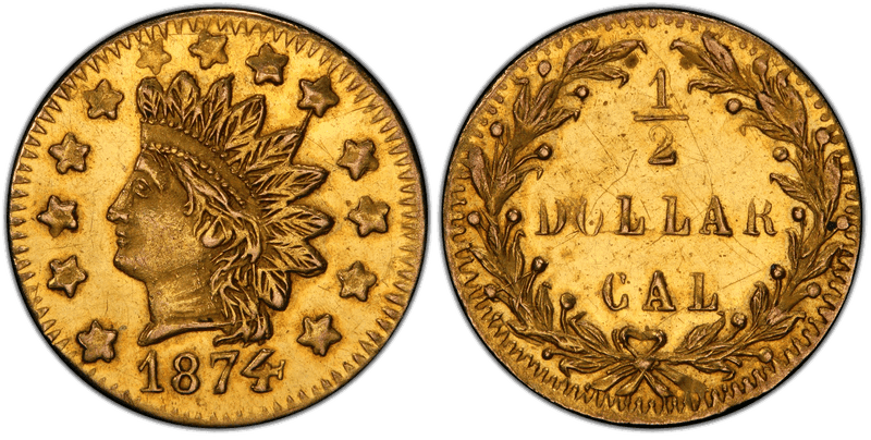 1874 Gold Half Dollar - BG-1055