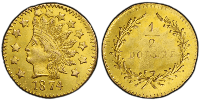 1874 Gold Half Dollar - BG-1071