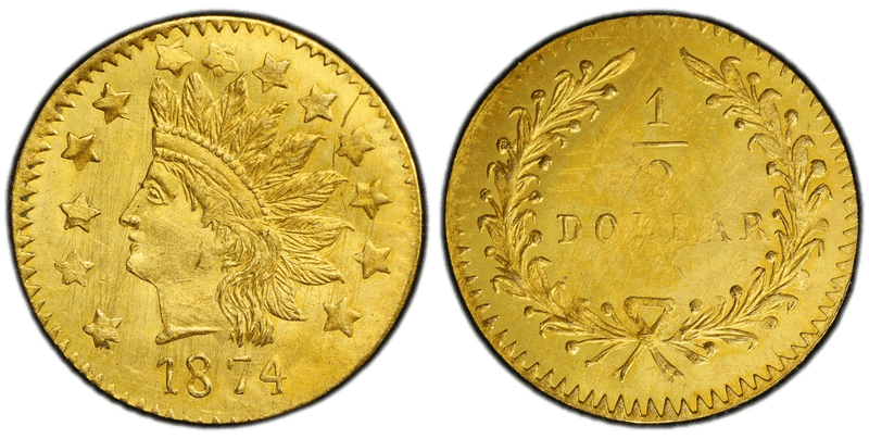 1874 Gold Half Dollar - BG-1072