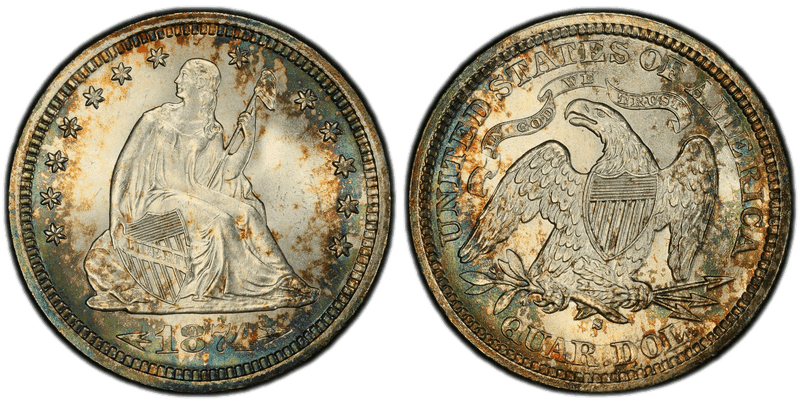 1874 (S) Seated Liberty Quarter - Arrows