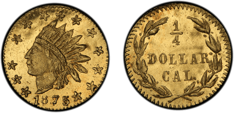 1875 Gold Quarter - BG-848