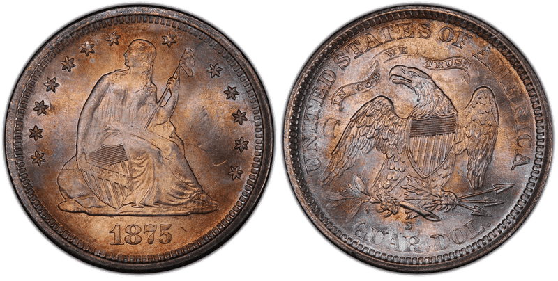 1875 (S) Seated Liberty Quarter