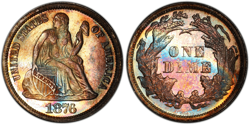 1876 Proof Seated Liberty Dime