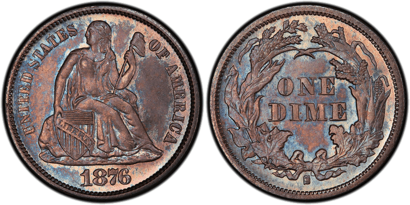 1876 (S) Seated Liberty Dime