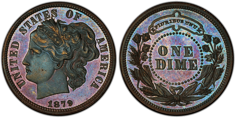 1879 Proof Dime Pattern - J-1585