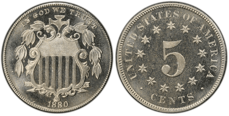 1880 Proof Shield Nickel