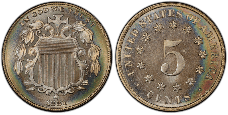 1881 Proof Shield Nickel
