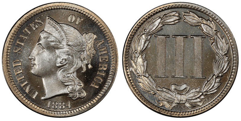 1884 Proof Nickel Three Cent Piece