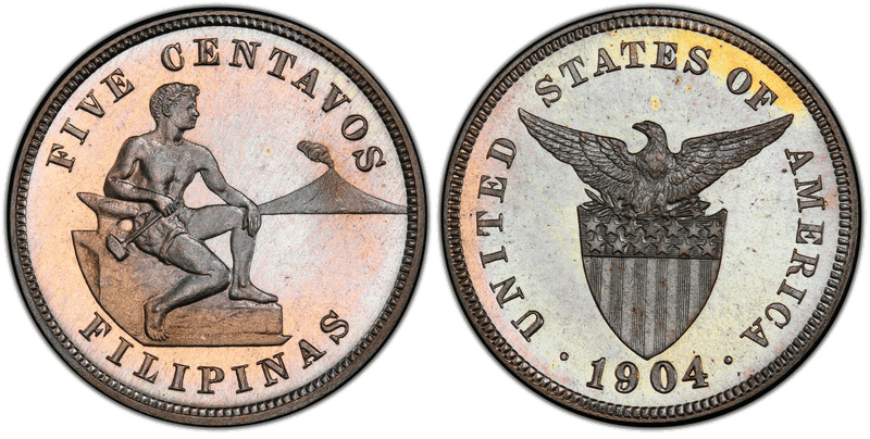 1904 Proof Philippine Five Centavos