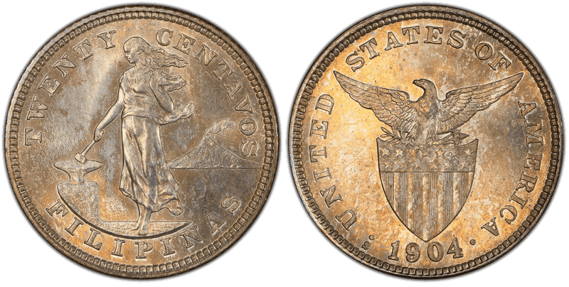 1904 Philippine Twenty Centavos