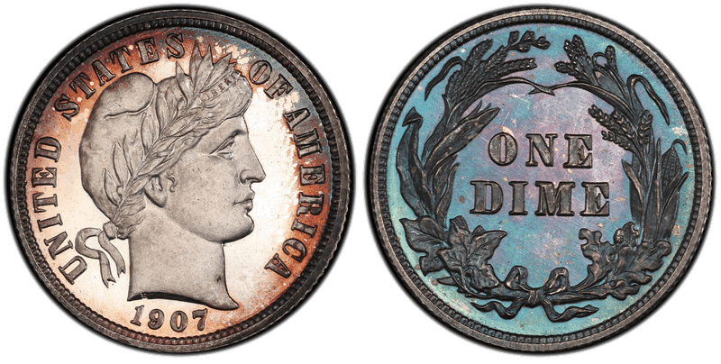 1907 Proof Barber Dime