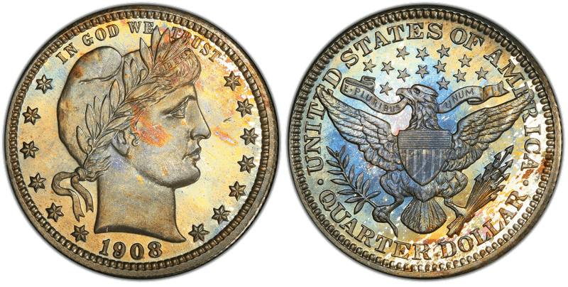 1908 Proof Barber Quarter