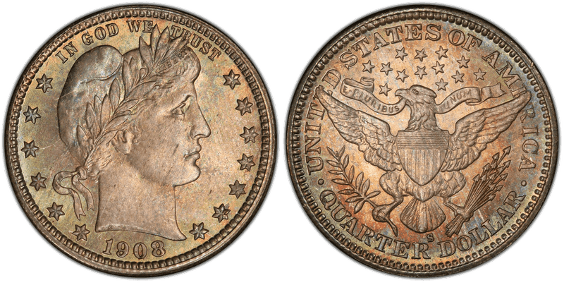 1908 (S) Barber Quarter