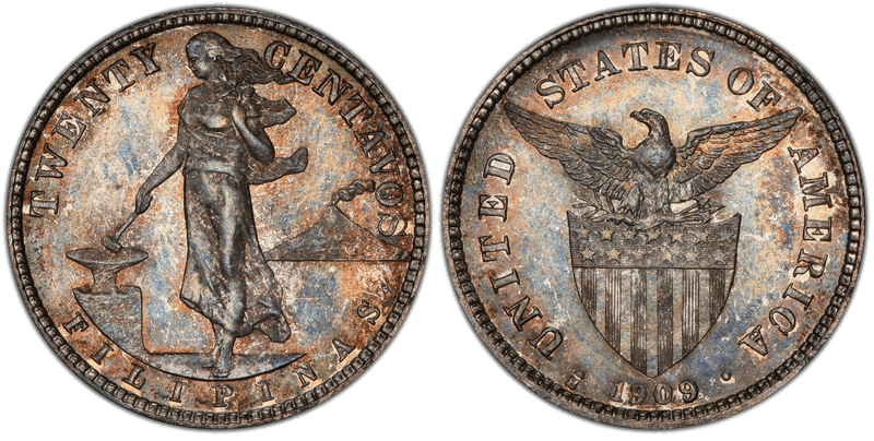 1909 Philippine Twenty Centavos