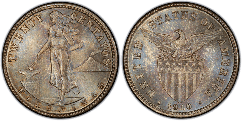 1910 Philippine Twenty Centavos