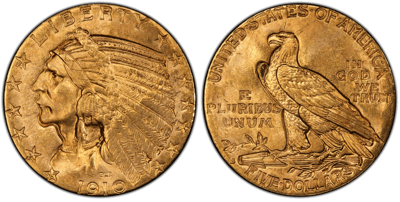 1910 (S) Indian Head Half Eagle