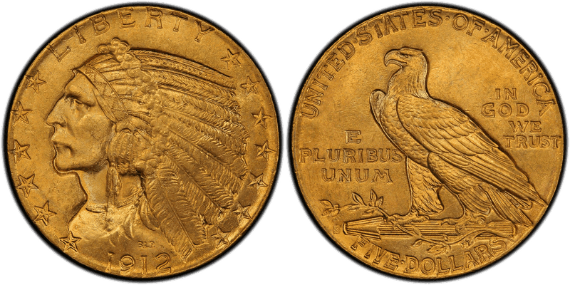 1912 (S) Indian Head Half Eagle