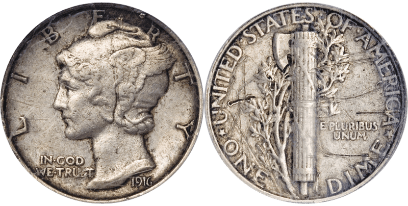 1916 Proof Dime Pattern - J-1794/1983