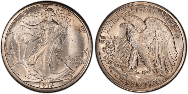 1916 (S) Walking Liberty Half Dollar