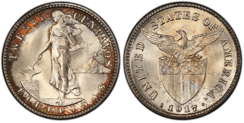 1917 Philippine Twenty Centavos