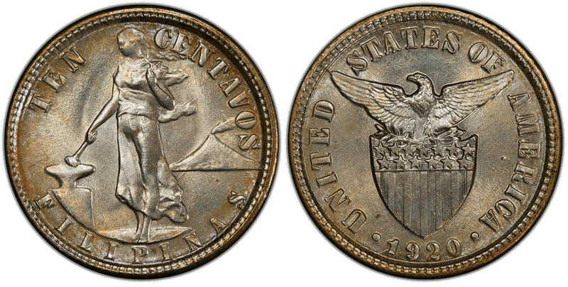 1920 Philippine Ten Centavos
