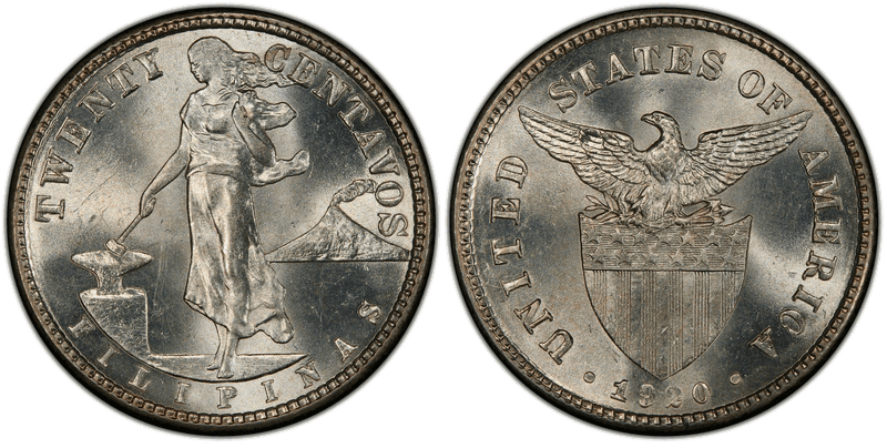 1920 Philippine Twenty Centavos