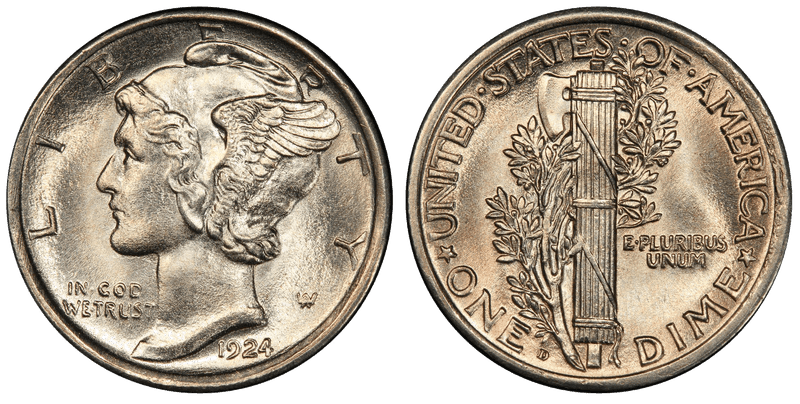 1924 Mercury Dime