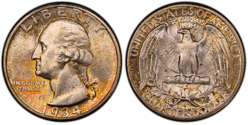 1934 Washington Quarter - Heavy Motto
