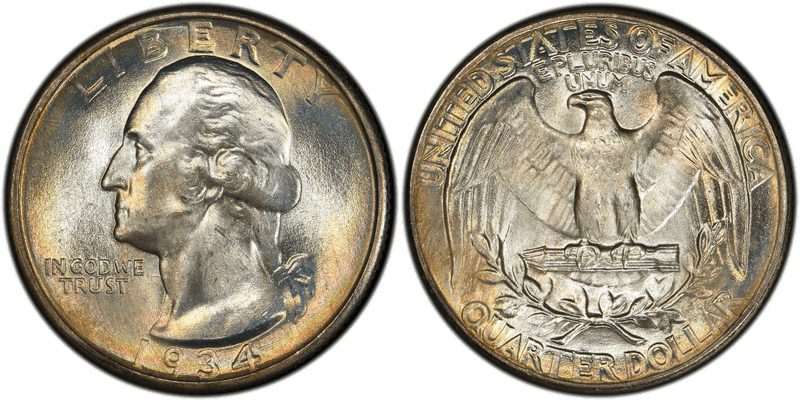 1934 Washington Quarter - Medium Motto