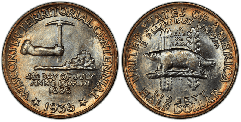 1936 Wisconsin Territorial Centennial Commemorative Half Dollar