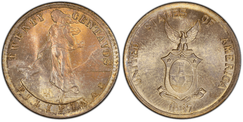 1937 Philippine Twenty Centavos